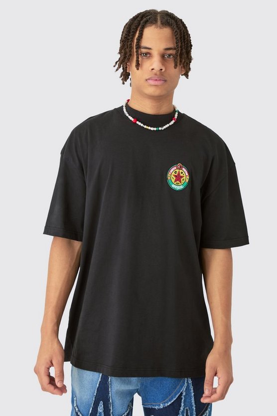 Oversize T-Shirt mit Homme-Stickerei