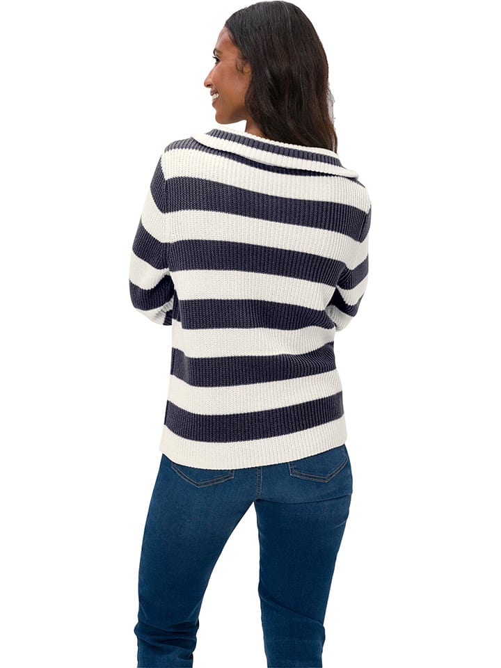 Heine Pullover in Weiß/ Dunkelblau günstig kaufen