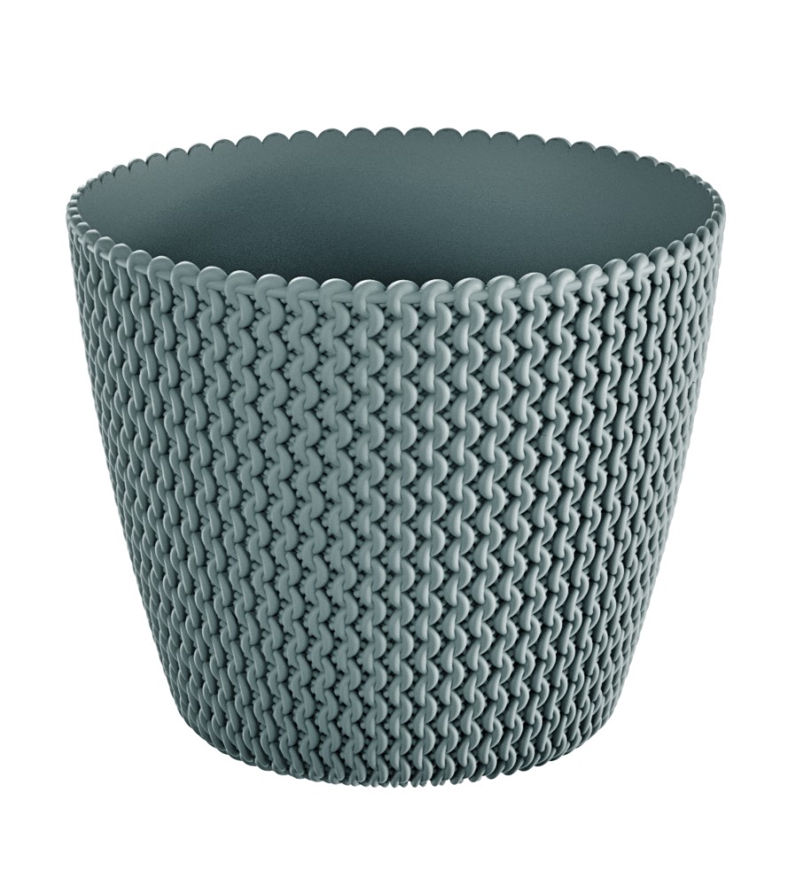 Powertec Garden Blumentopf in Strickoptik, ca. 11,5 Liter - Steingrau