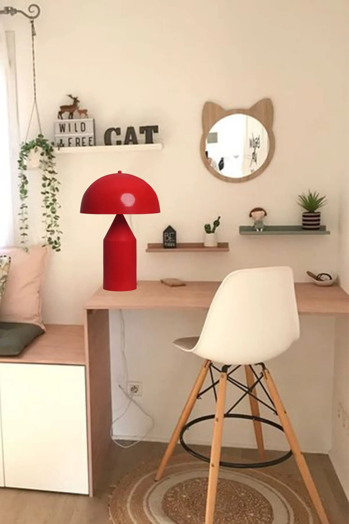 Bamyum  Lipeo Tischlampe Rot 30cm, Pilzlampe Metalllampe