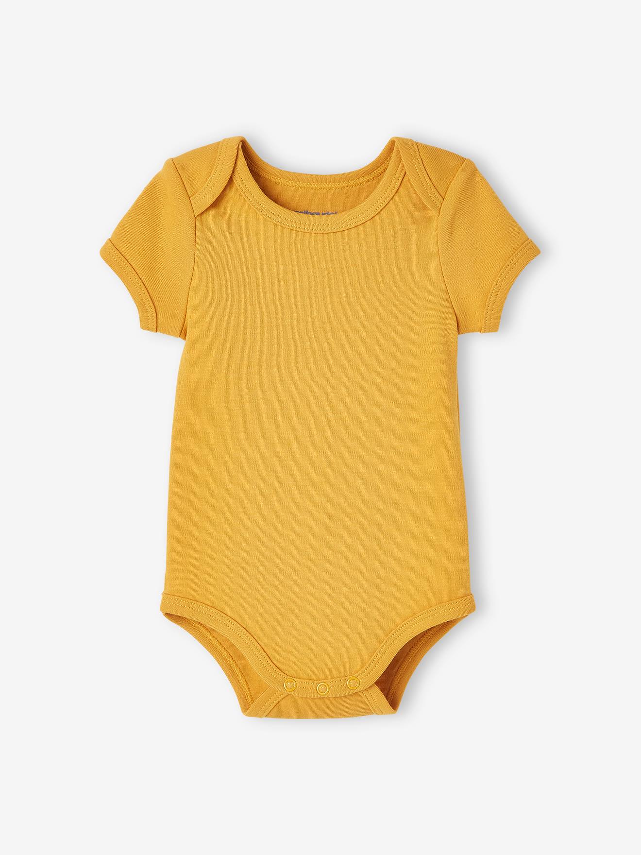 Lot de 7 bodies manches courtes ouverture US bébé BASICS lot bleu