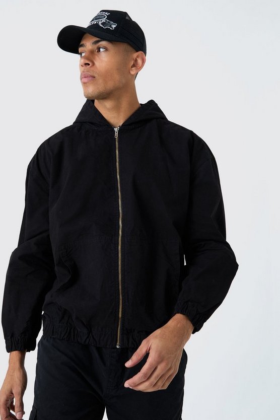 Twill Overshirt mit Plaketten-Detail und Kapuze