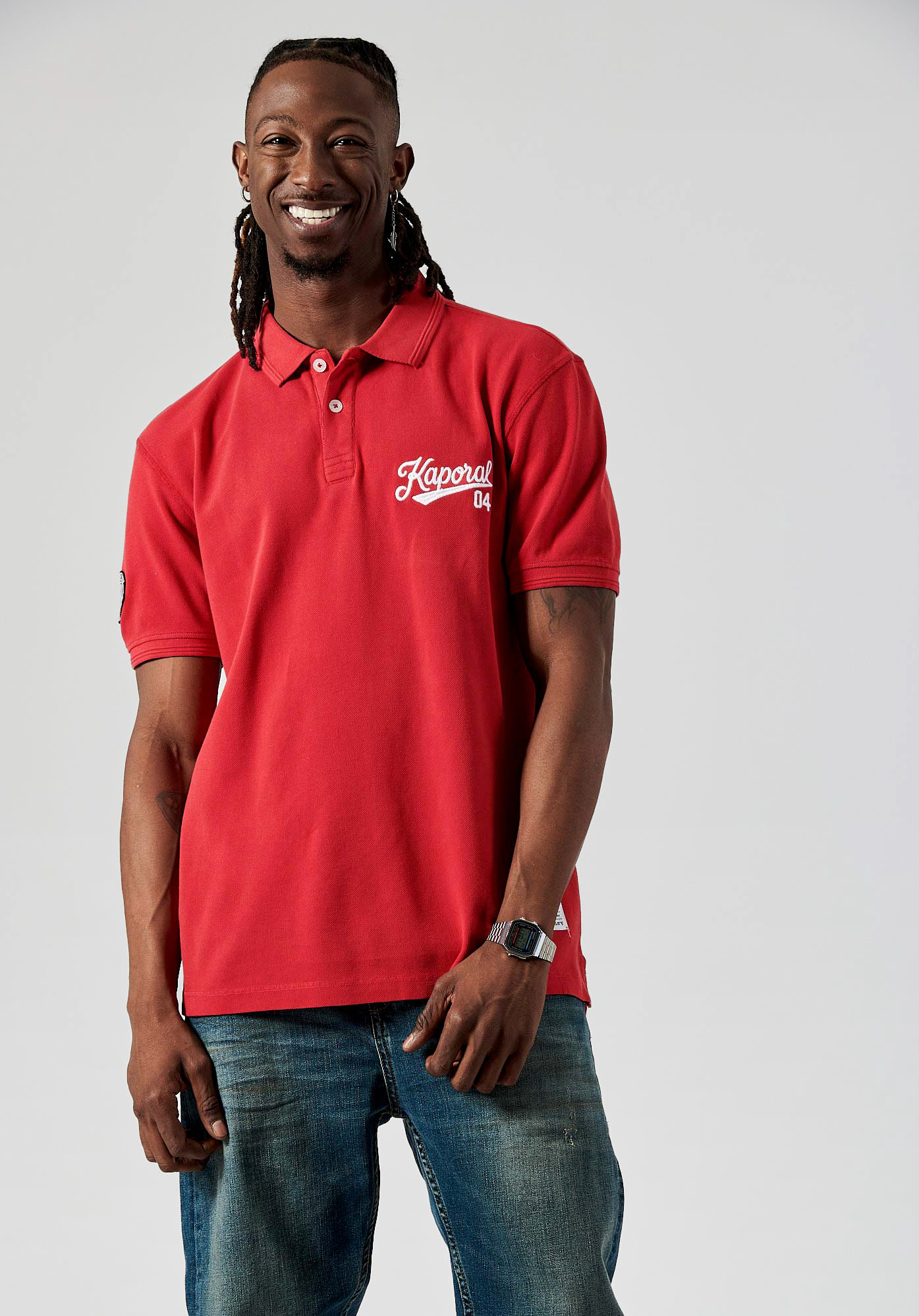 BARNI  Polo rouge Homme en 100% coton bio
