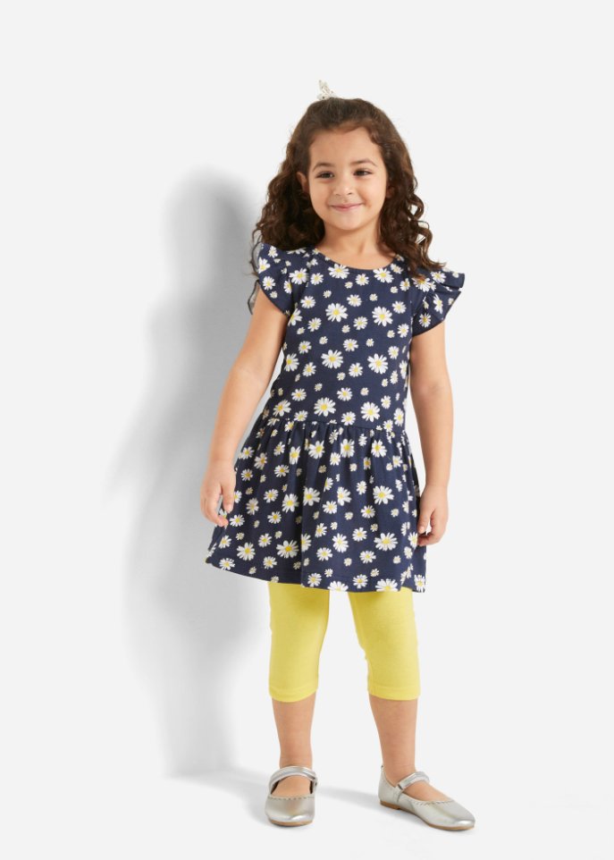 Mädchen Jerseykleid + ¾ Leggings (2tlg. Set)