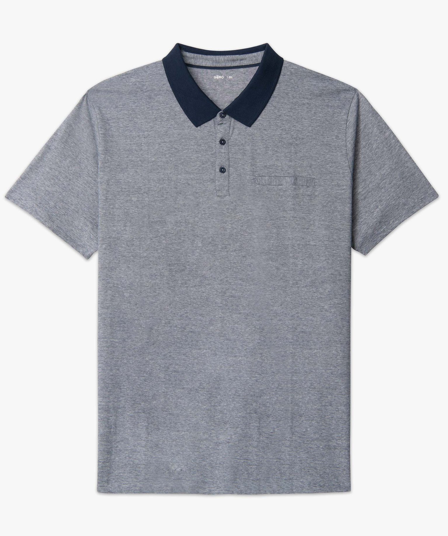 Polo homme grande taille à manches courtes et fines rayures bleu fonce | GEMO