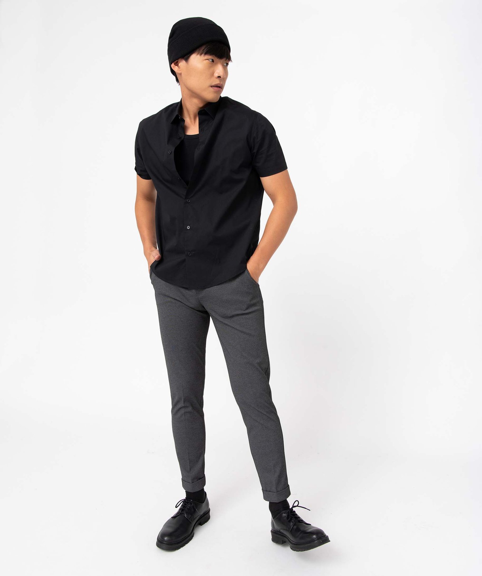 Chemise homme à manches courtes coupe Regular - Repassage f... noir | GEMO