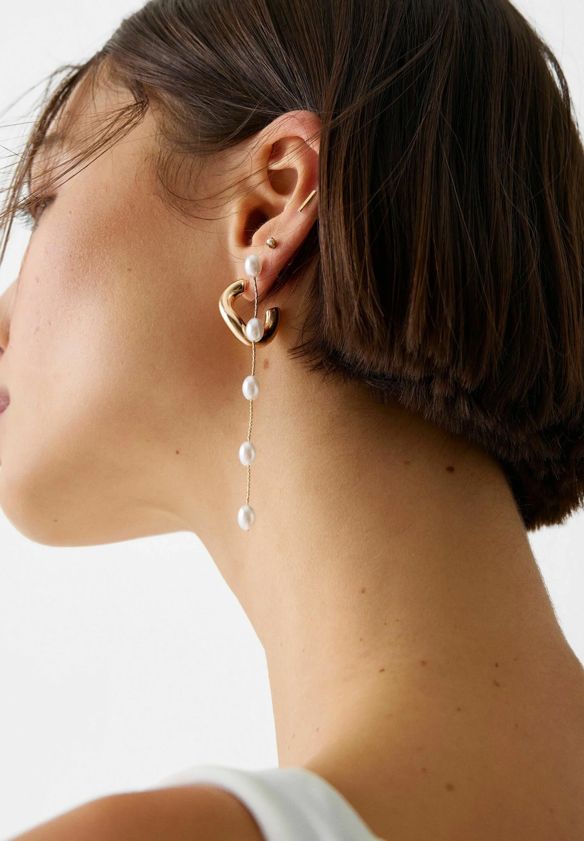 Bershka FAUX PEARL - SET DE 3 PARES - Pendientes