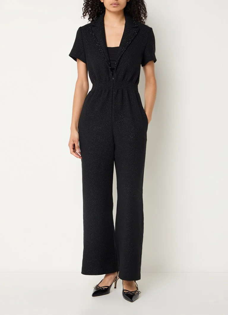 Maje Tweed-Jumpsuit in lockerer Passform mit Strasssteinen