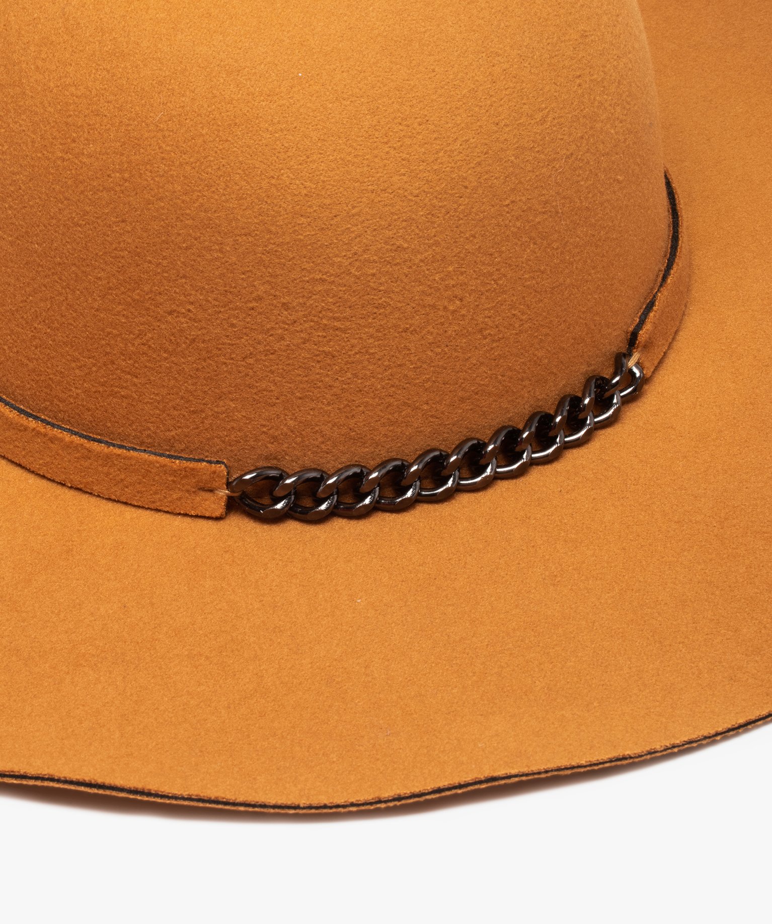 Chapeau femme forme capeline avec chane fantaisie camel | GEMO