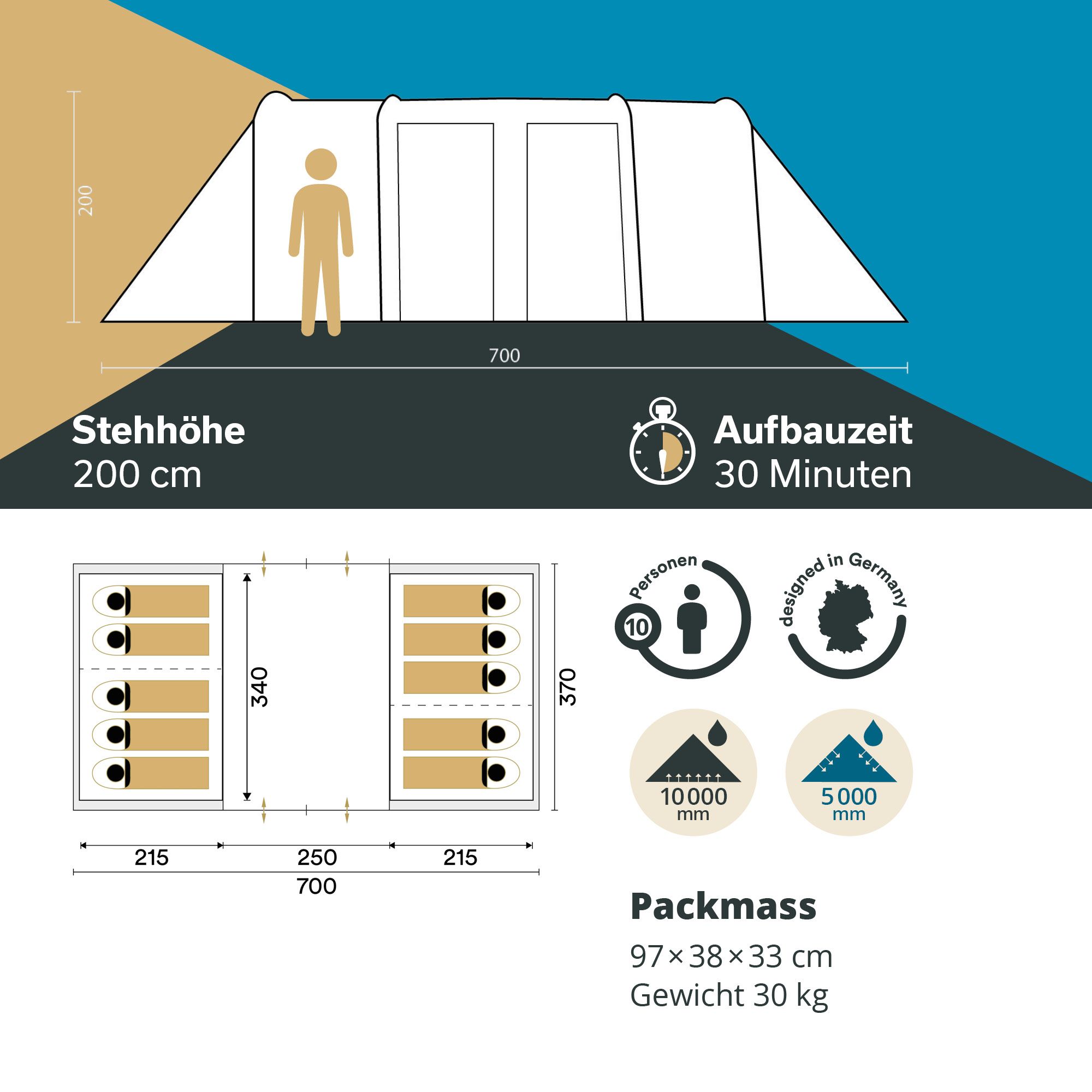 Skandika Montana 10 Sleeper Protect Tunnelzelt