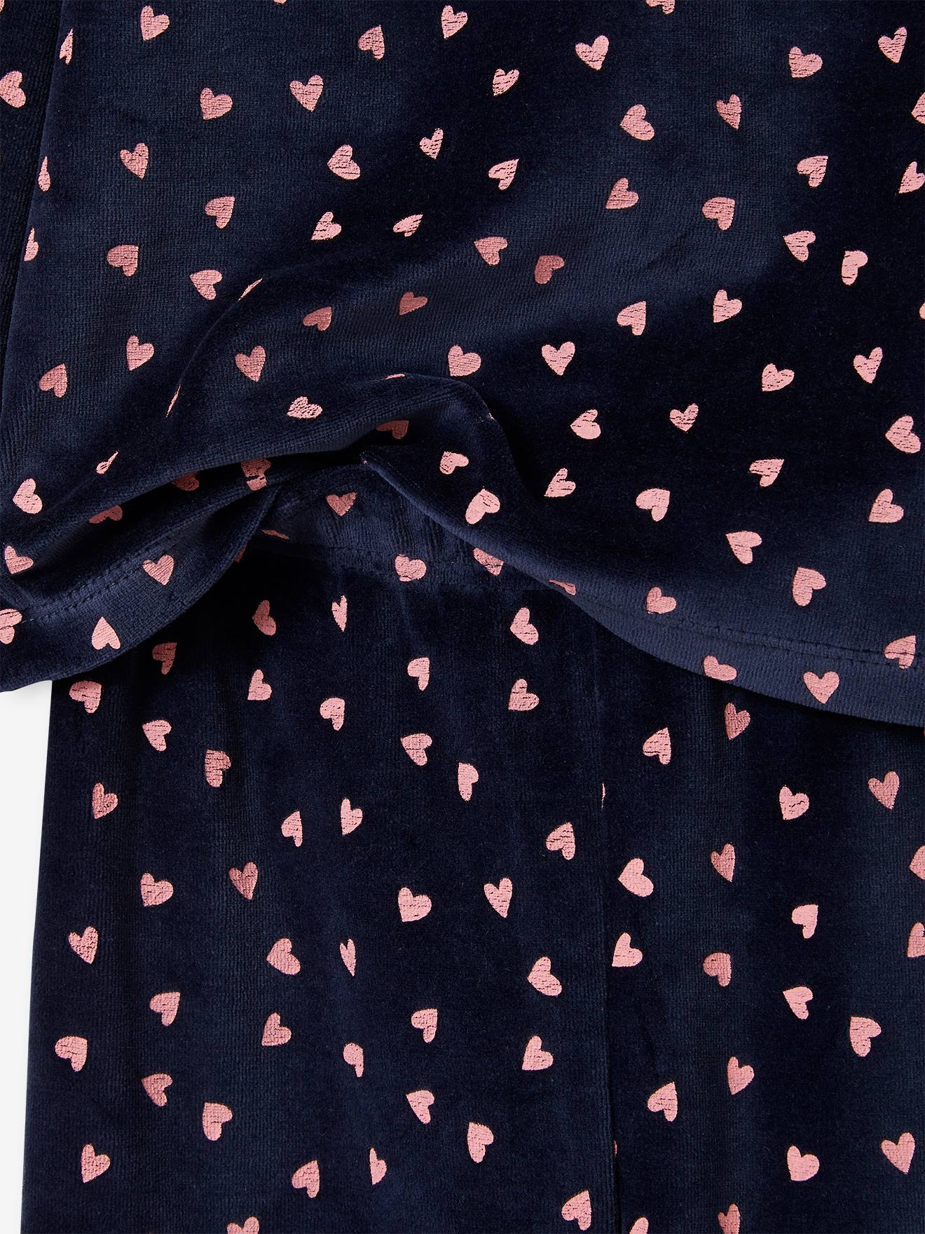 Lot de 2 pyjamas velours coeurs fille marine