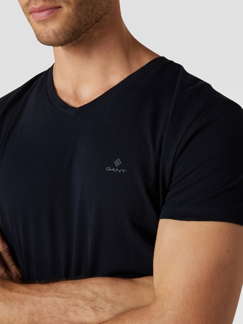 T-Shirt im 2er-Pack mit Brand-Schriftzug in schwarz