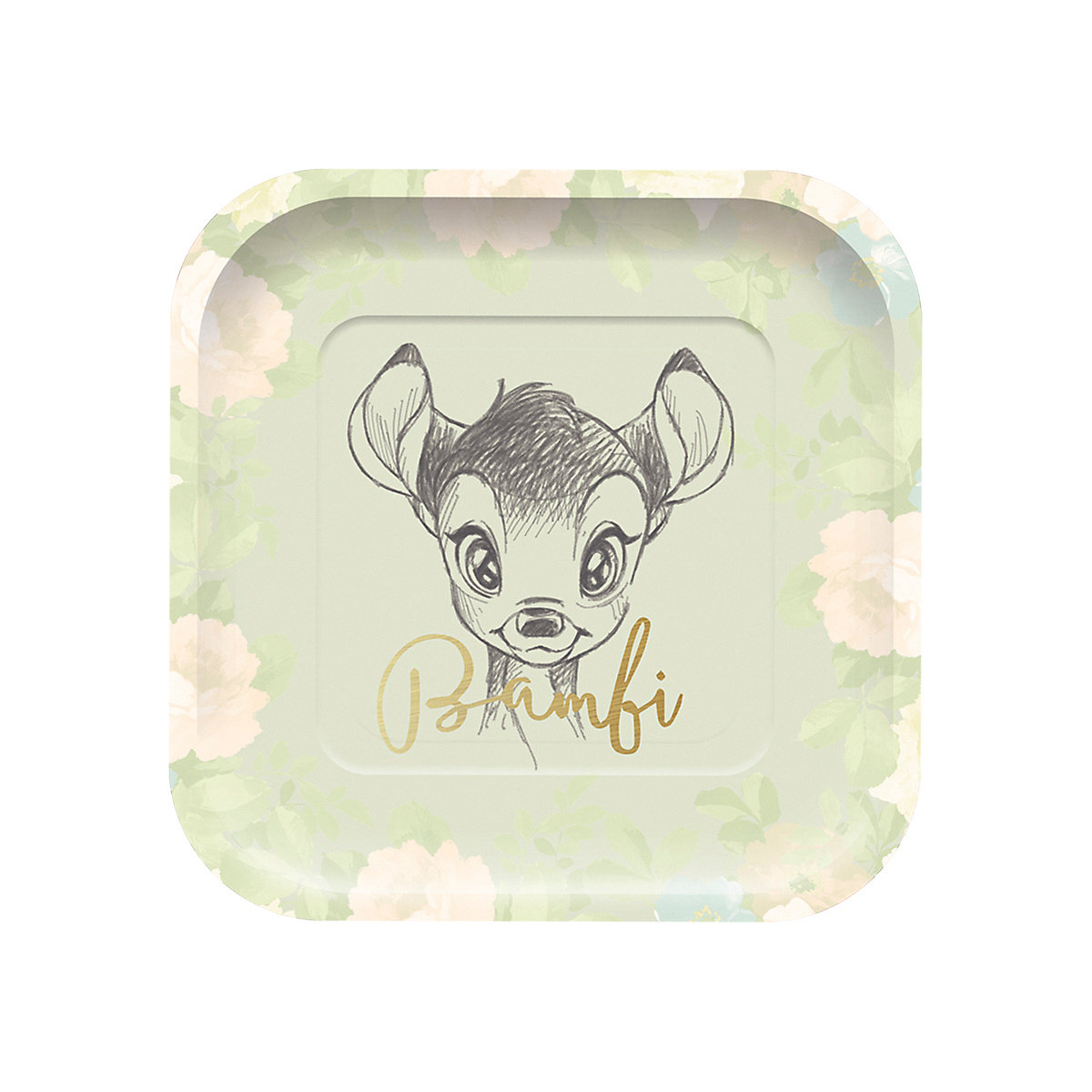 Papp-Partyteller   Bambi Cutie, Metallic, 24 x 24 cm, 4 Stück