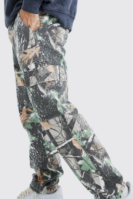Camouflage Hose mit geradem Bein