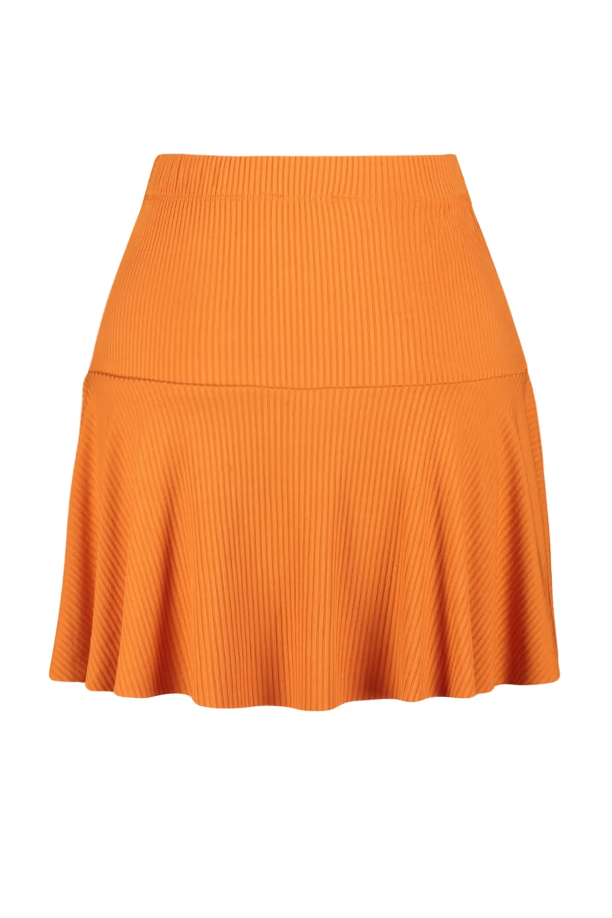 Trendyol Collection  Orangefarbene Mini-Strickshorts in Rockoptik mit hoher Taille TWOSS21SR0621