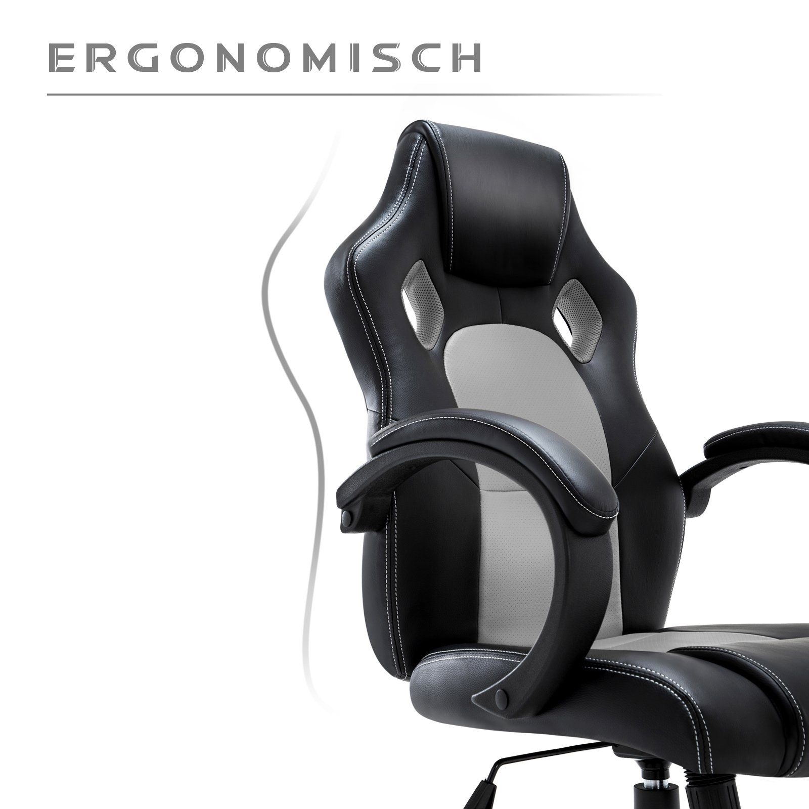 Intimate WM Heart Gaming Chair Racing-Chair, höhenverstellbar, Kunstleder, Ergonomisch, hoch Rücken