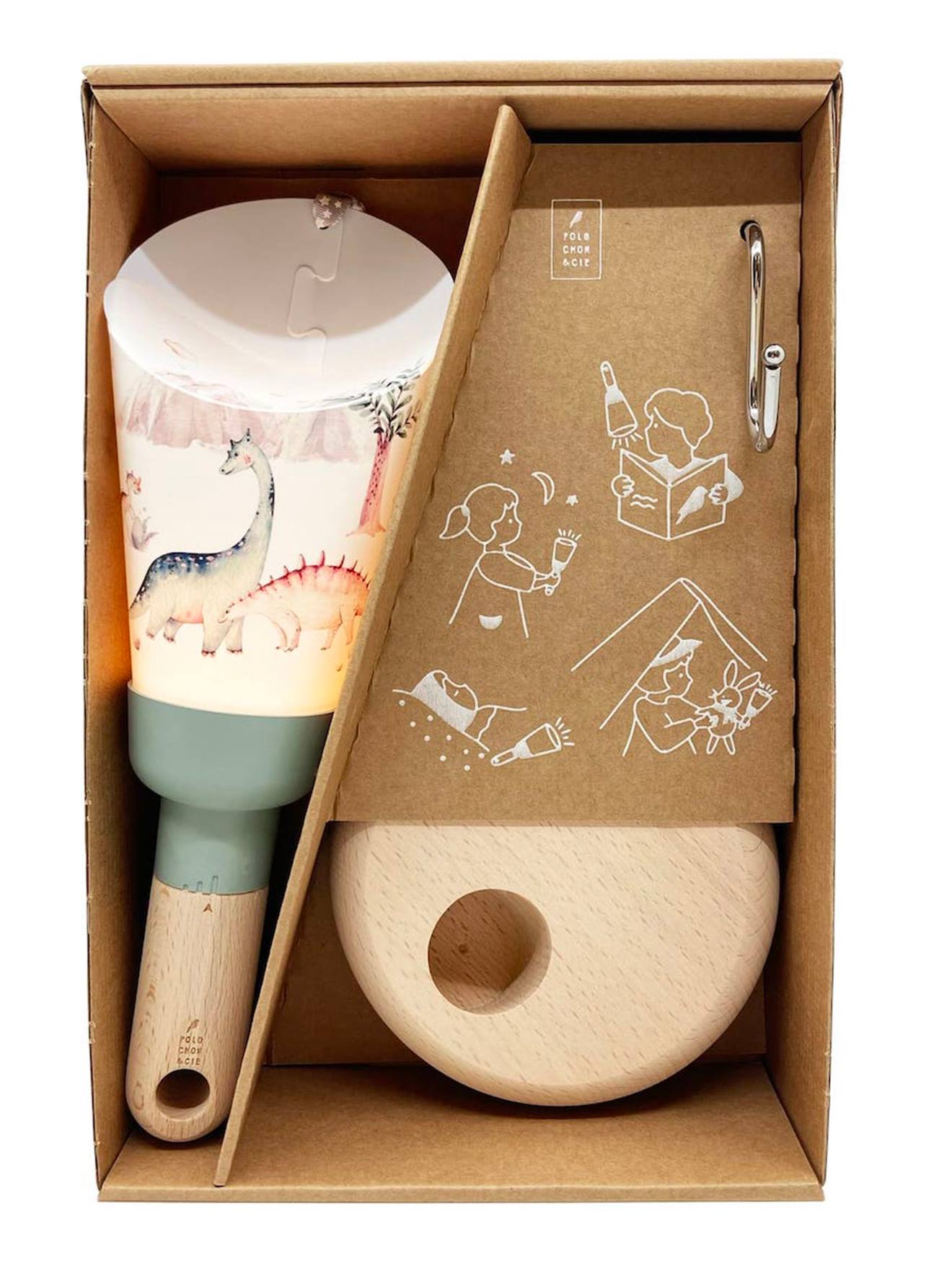 Coffret lampe nomade 5 en 1 Dinosauria MAISON POLOCHON vert sauge