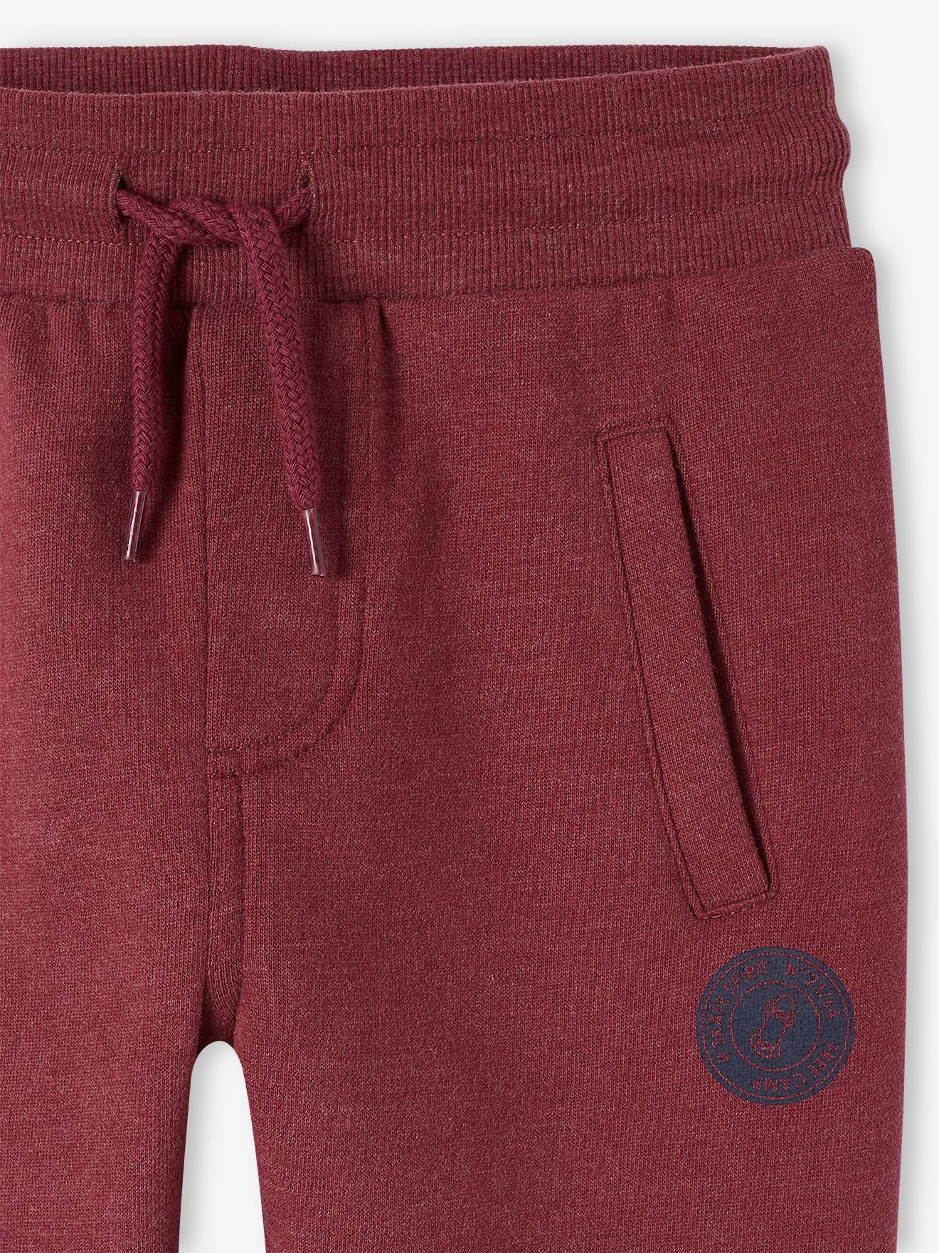 Pantalon jogging Basics garçon en molleton gris moyen chiné