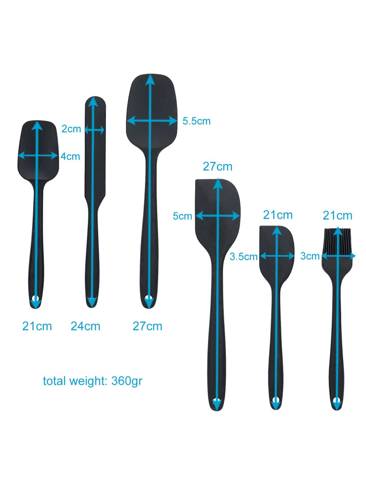 Intirilife 6-teiliges Silikon Spaten Set in Schwarz günstig kaufen onesize