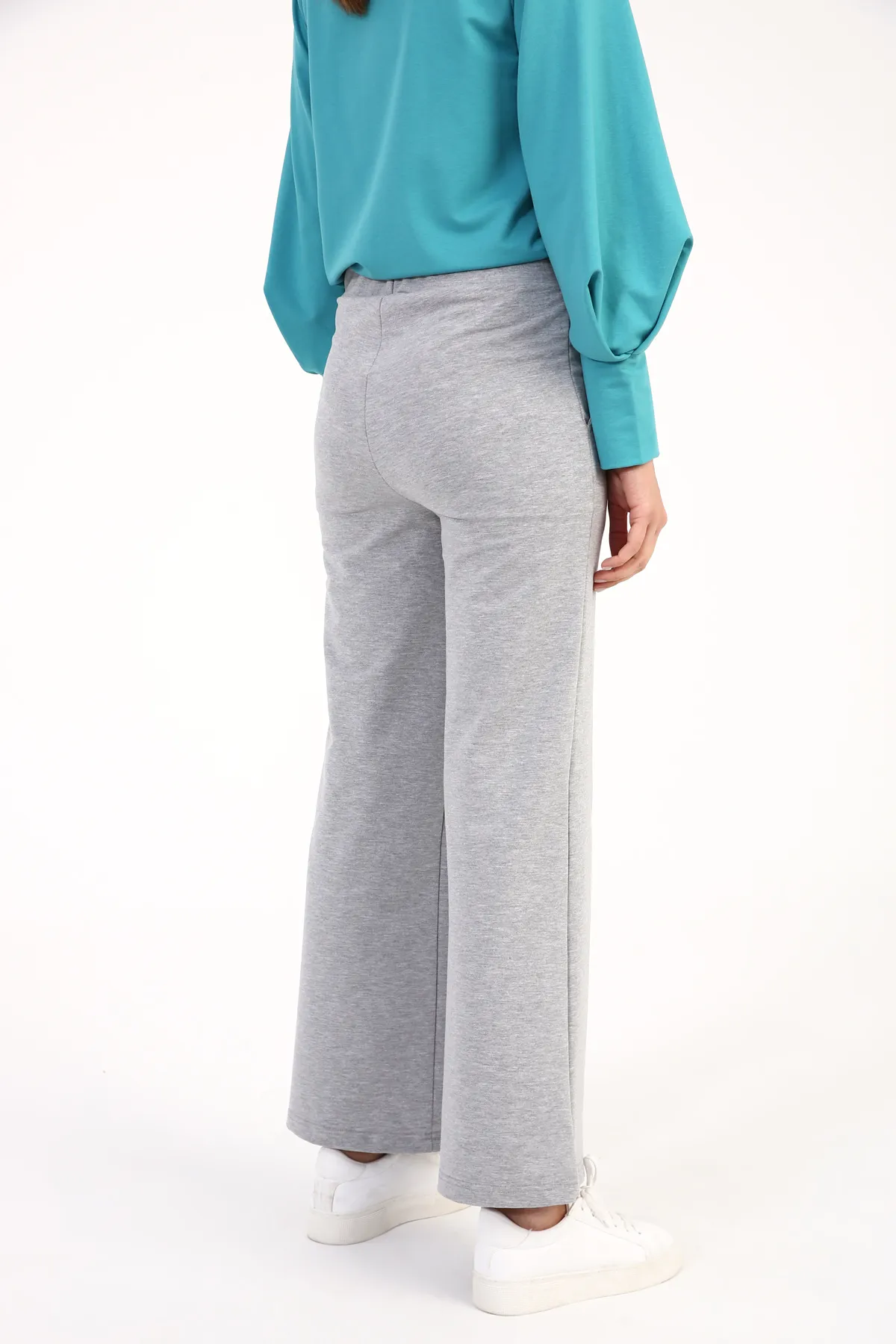 ALLDAY  Graue Melange-elastische Jogginghose mit weitem Bein