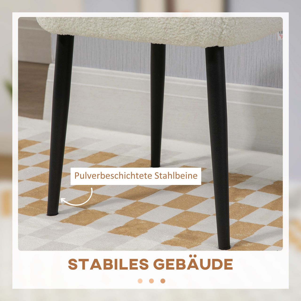 HOMCOM Fußhocker Sitzhocker Quadratischer Schminkhocker mit Kaschmir-Optik
