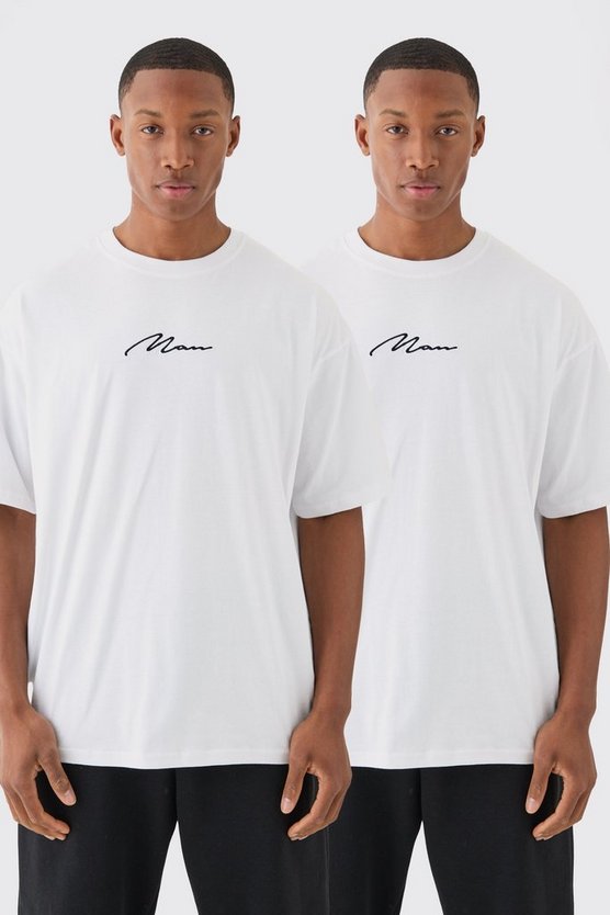 2er-Pack Oversize Man Signature T-Shirts