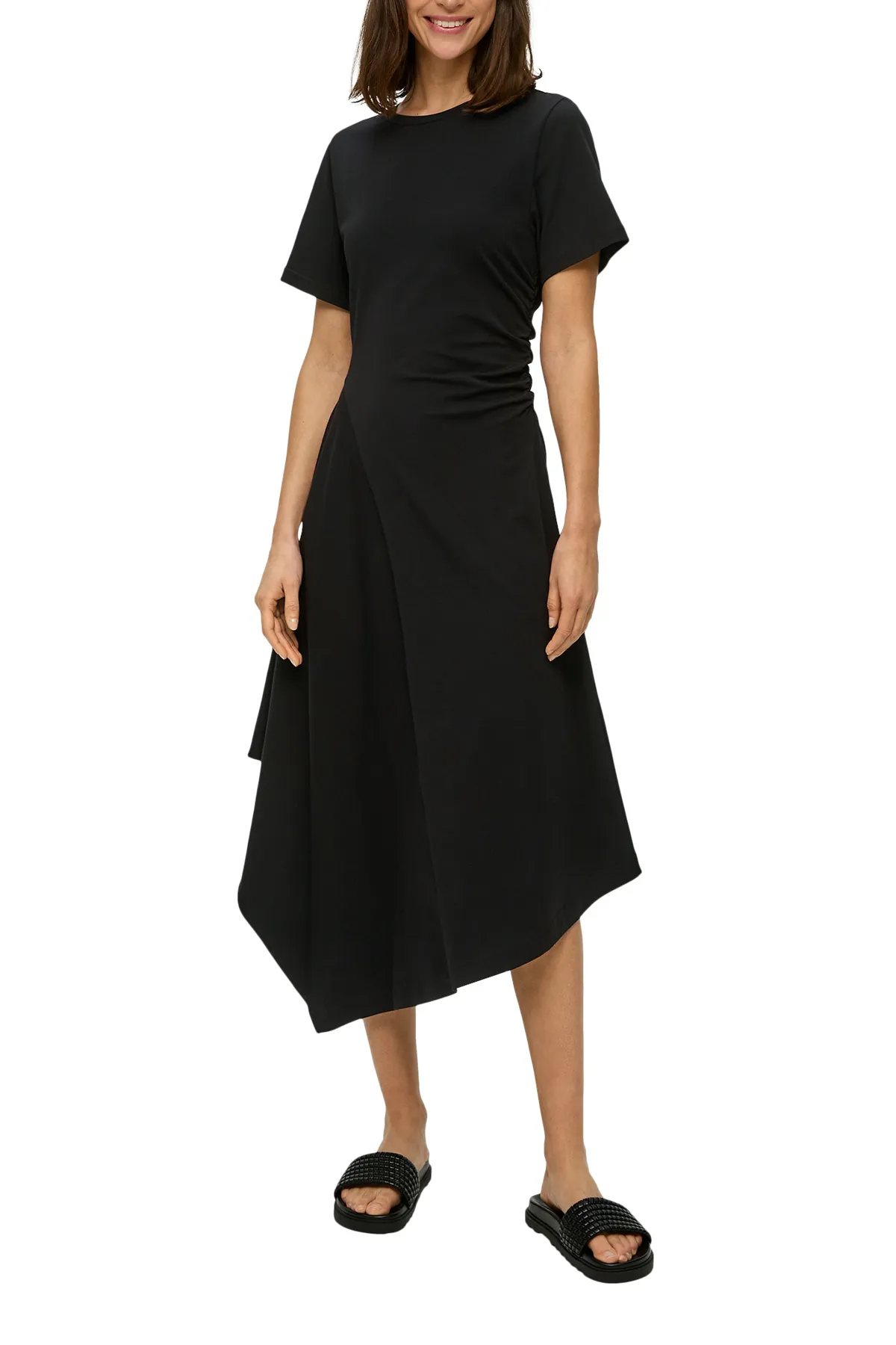 s.Oliver  Kleid, Maxi, mit ausgestelltem Saum, Rundhalsausschnitt