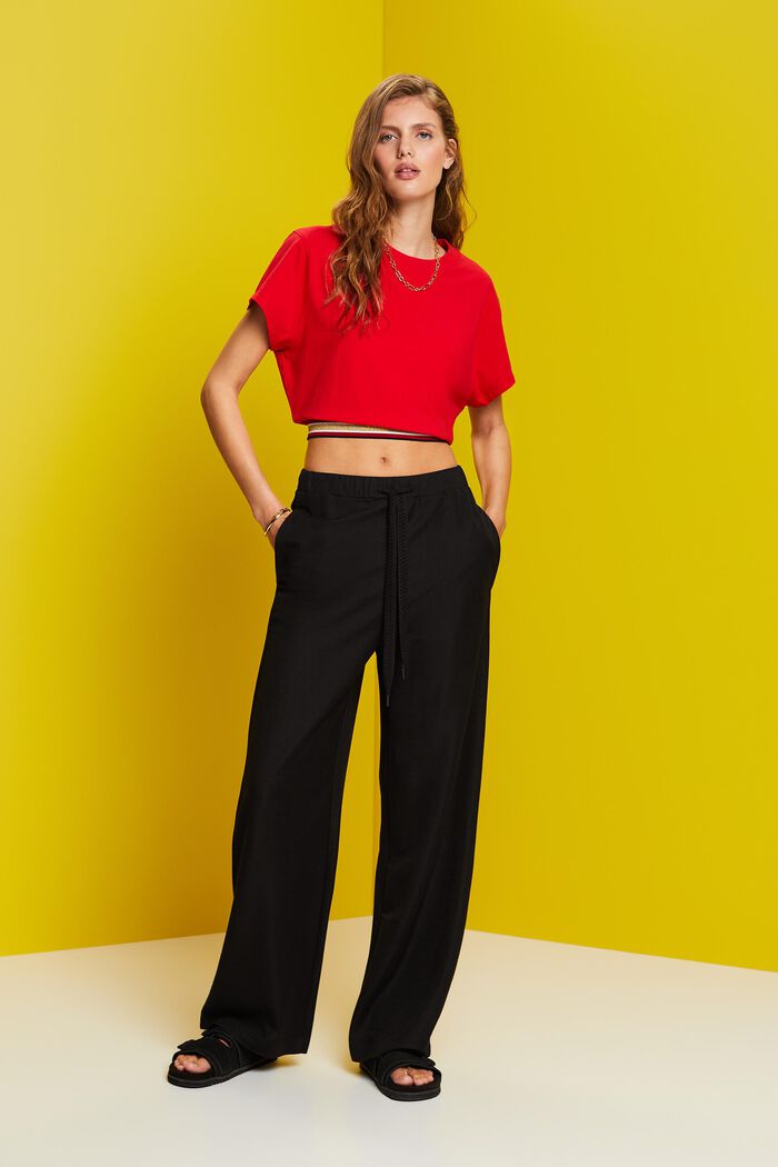 Cropped T-Shirt mit Glitzer-Detail