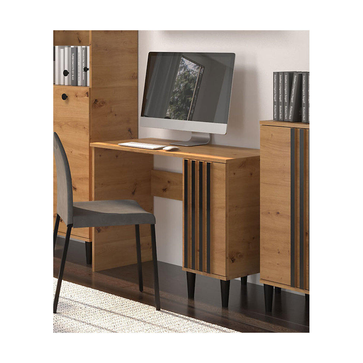 Schreibtisch Bürotisch Livia 100x50x74,5cm Artisan Eiche schwarz