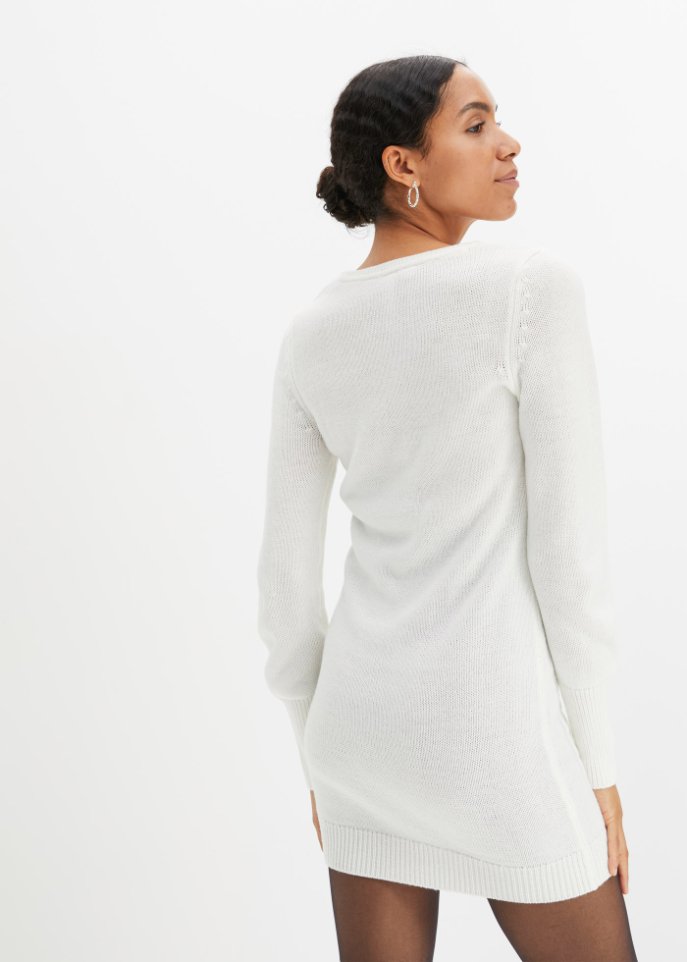 Kurzes Strickkleid mit Cable Knit und Cut-Out