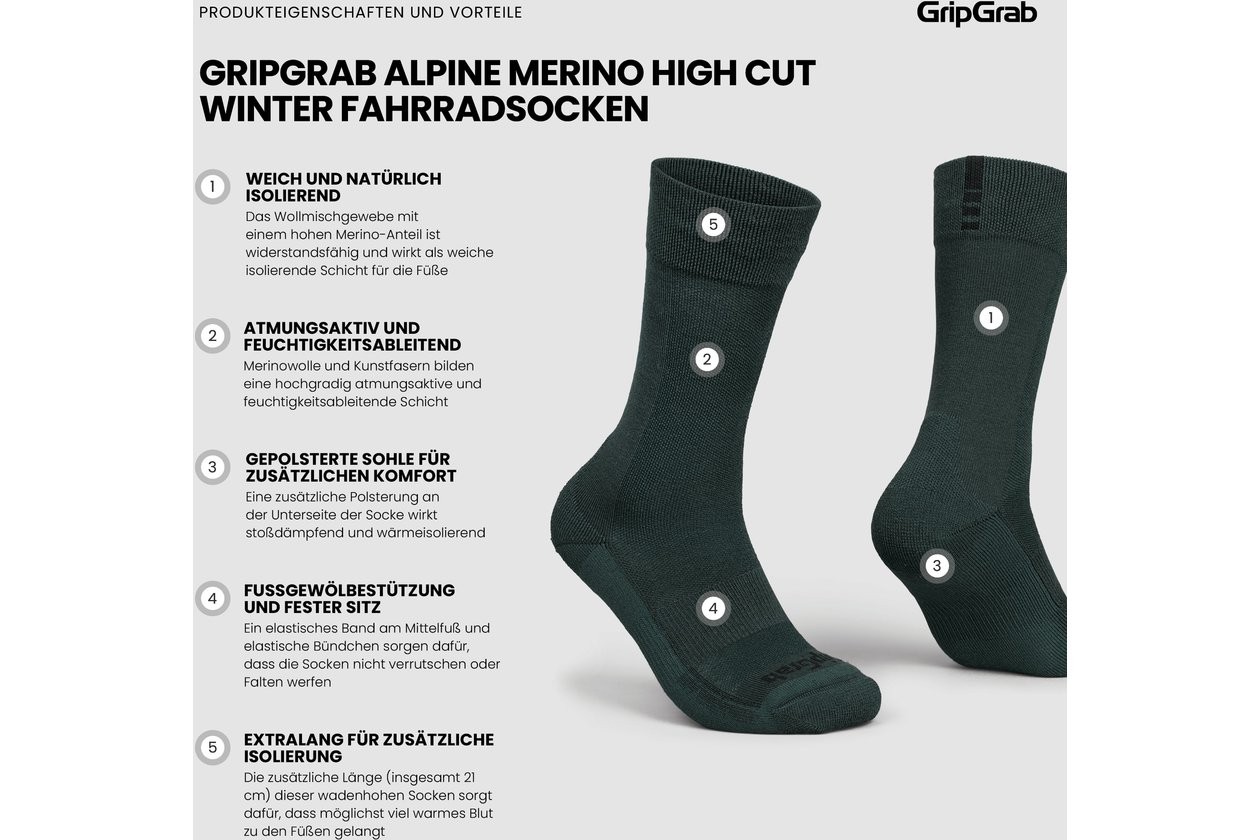 GRIPGRAB Alpine Merino High Cut Winter Socken - 2023