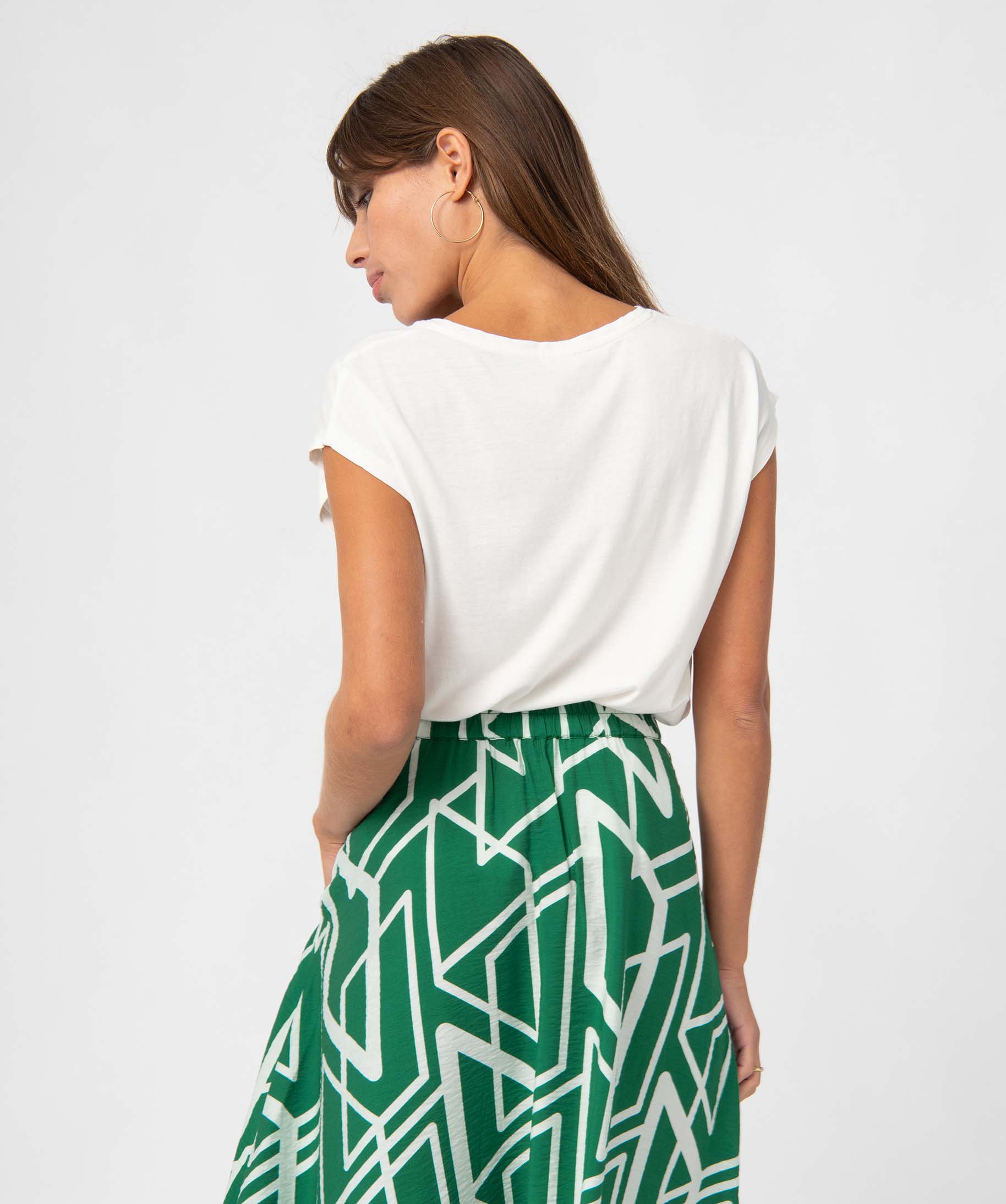 Tee-shirt femme loose à manches courtes et motif 70's ecru | GEMO