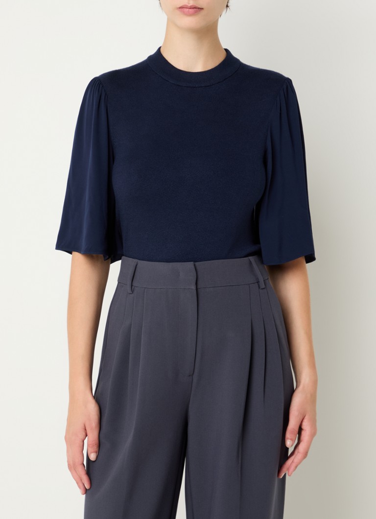 French Connection Krista fine-knit top with butterfly sleeves