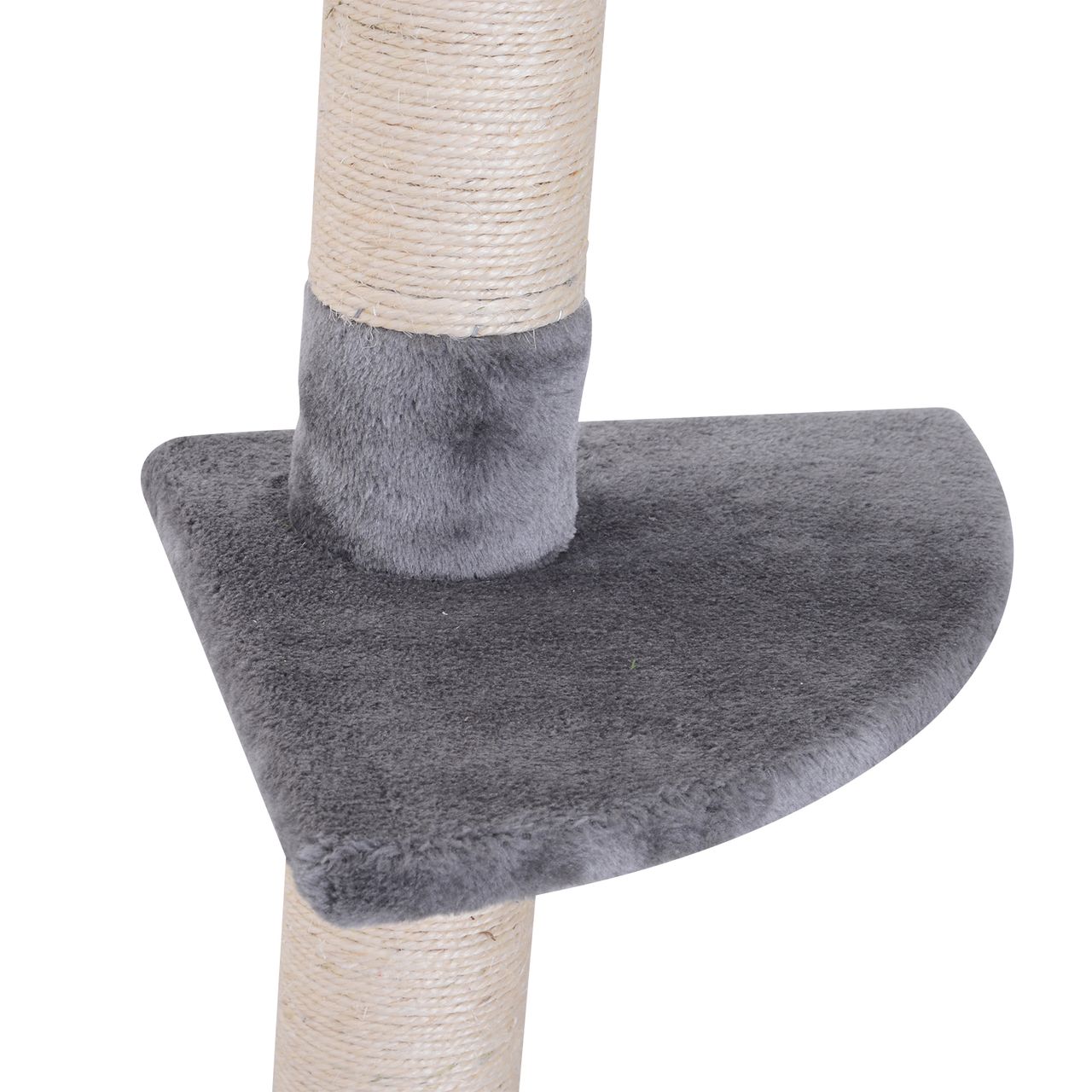 PawHut Katzenbaum, Kratzbaum mit Sisalsäulen, Katzenkratzbaum, Katzen Kletterbaum, Deckenhoch höhenverstellbar, Grau, 40 x 34 x 230-260 cm