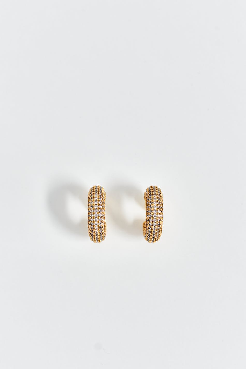 Pave gold hoops earrings