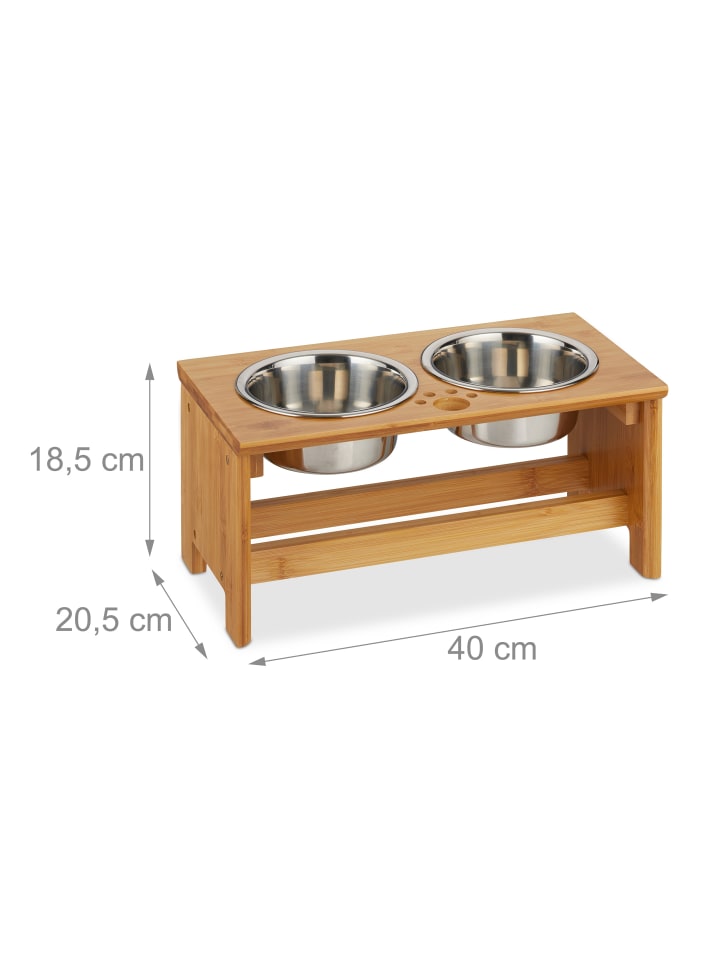 relaxdays Futterbar in Natur/Silber - (B)40x (H)18,5 x (T)20,5 cm günstig kaufen onesize