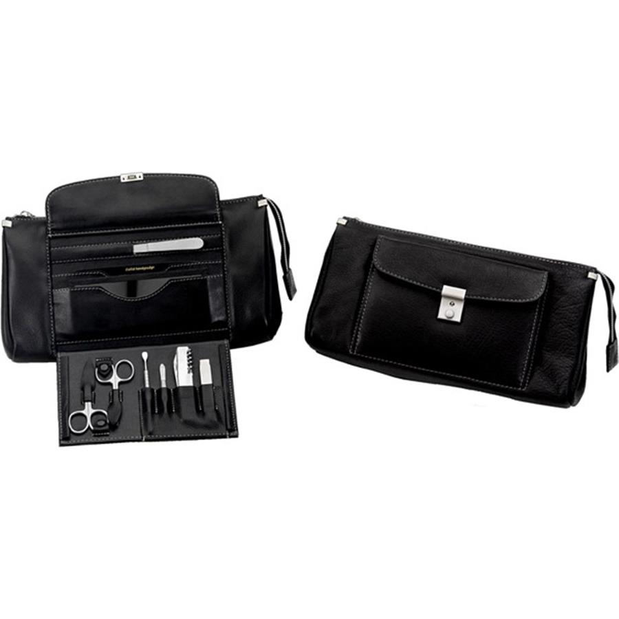 Kulturtasche mit Reise-Necessaire (9 tlg.), schrumpfgegerbtes Vollrindleder, 300 x 130 x 175 mm