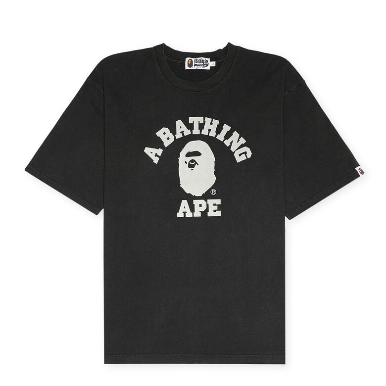 A Bathing Ape Stone Wash College Relaxed Tee Black