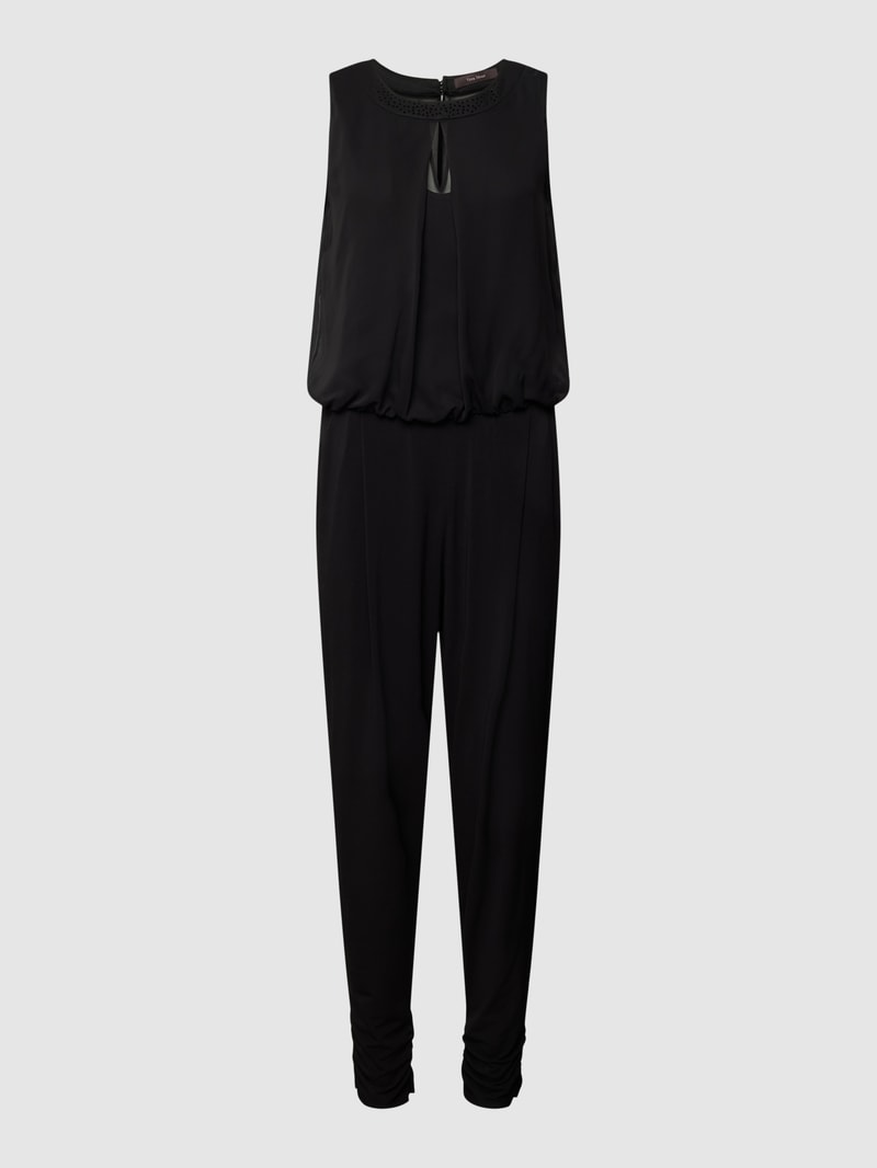 Jumpsuit mit Strasssteinbesatz in schwarz