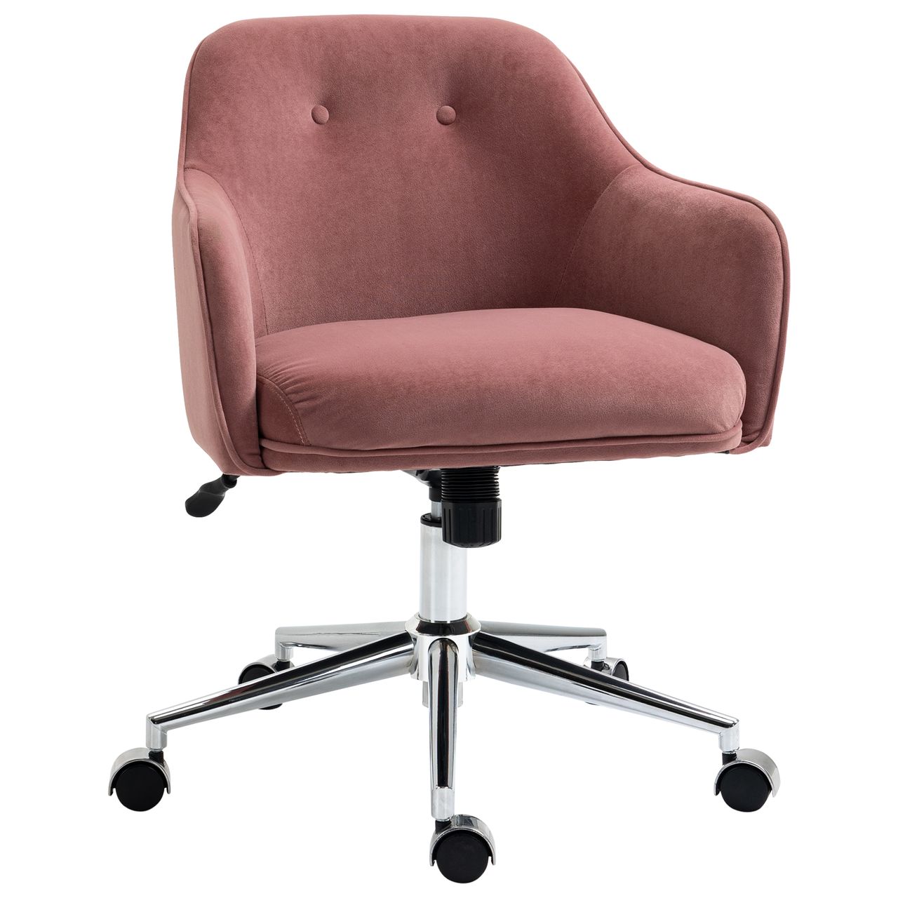 Vinsetto Bürostuhl mit Wippenfunktion Samt-Touch-Polyester Nylon Rot 61 x 59 x 80,5-90,5 cm