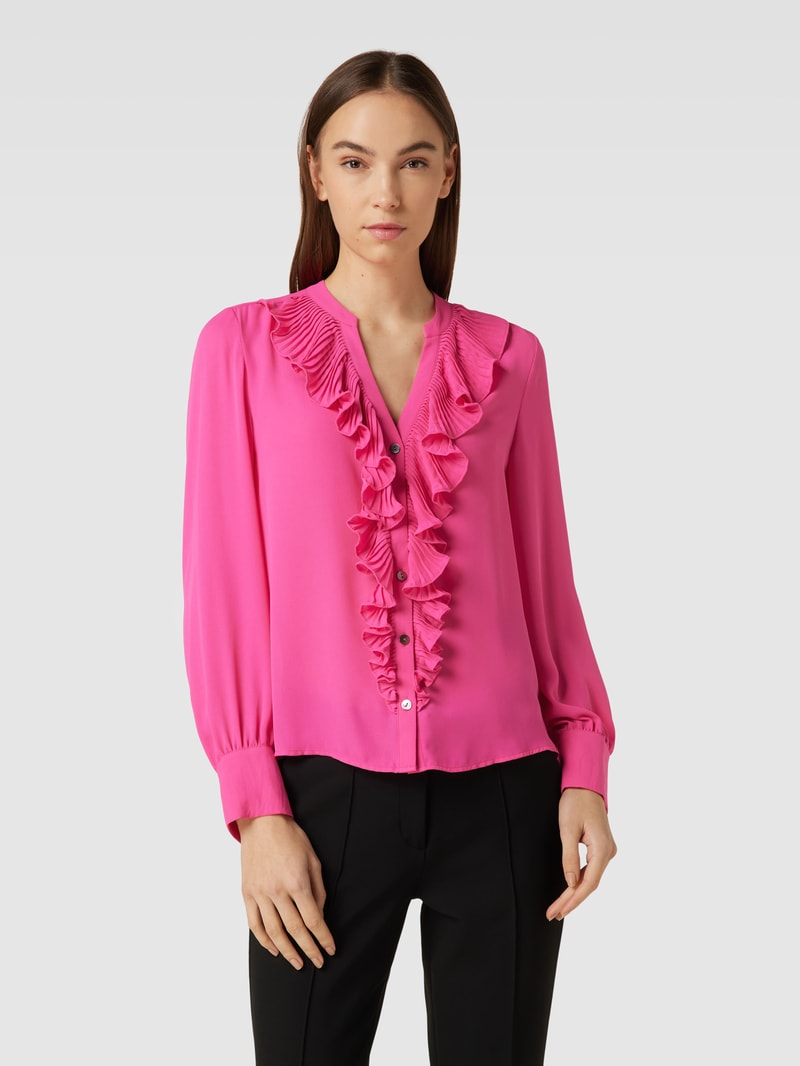 Bluse mit Volants in pink