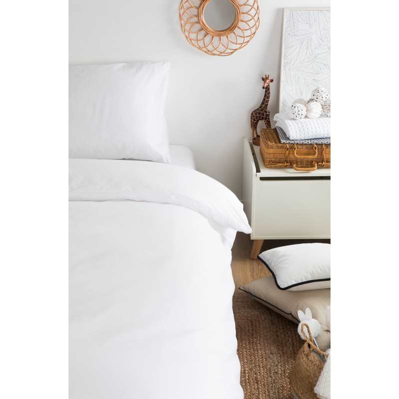 Housse de couette unie en Coton Bio pour lit 1 personne