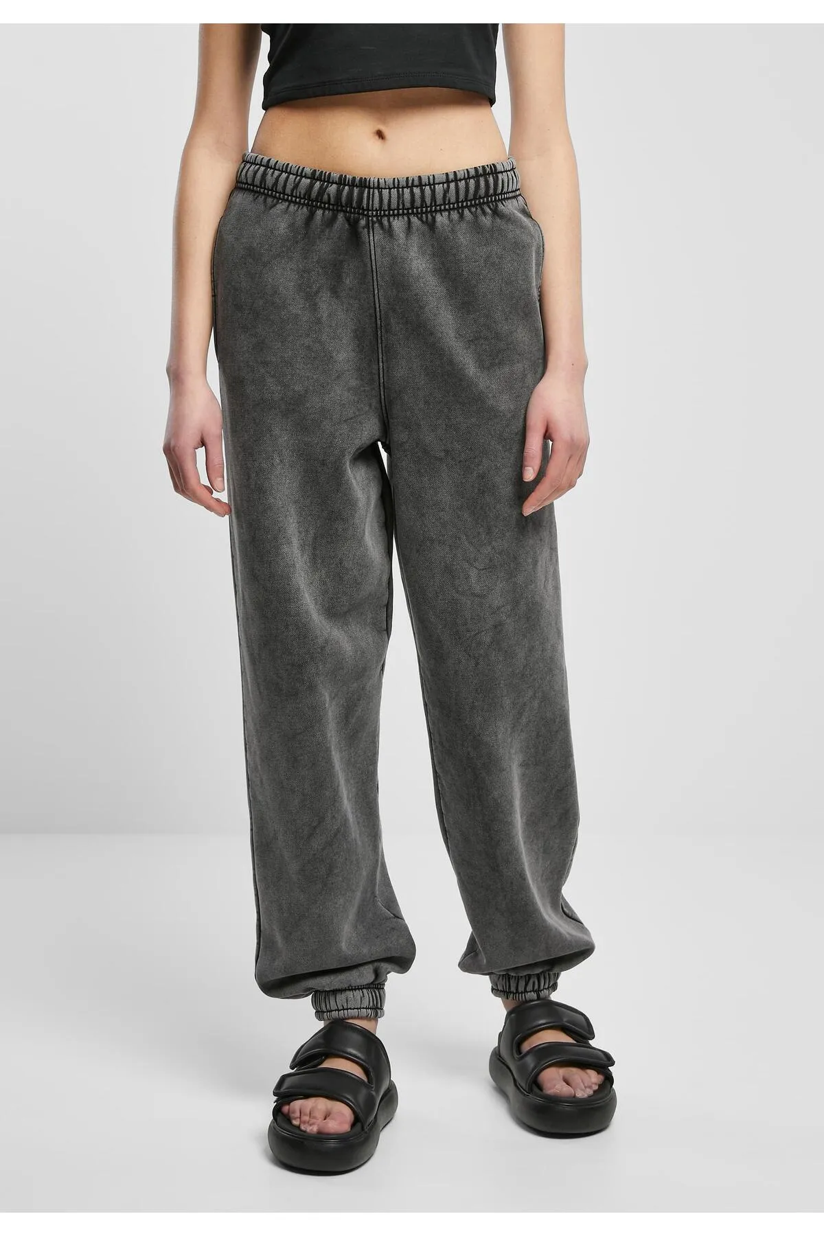 Urban Classics  Damen Sweatpants mit hoher Taille und Stonewashed-Effekt