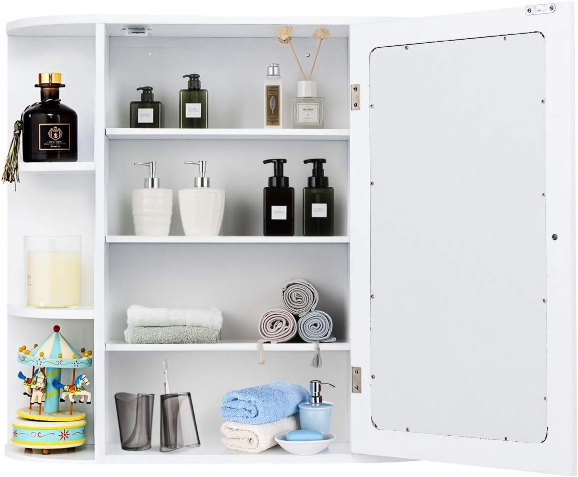 KOMFOTTEU Spiegelschrank Badschrank Hängeschrank, 66 x 17 x 63 cm