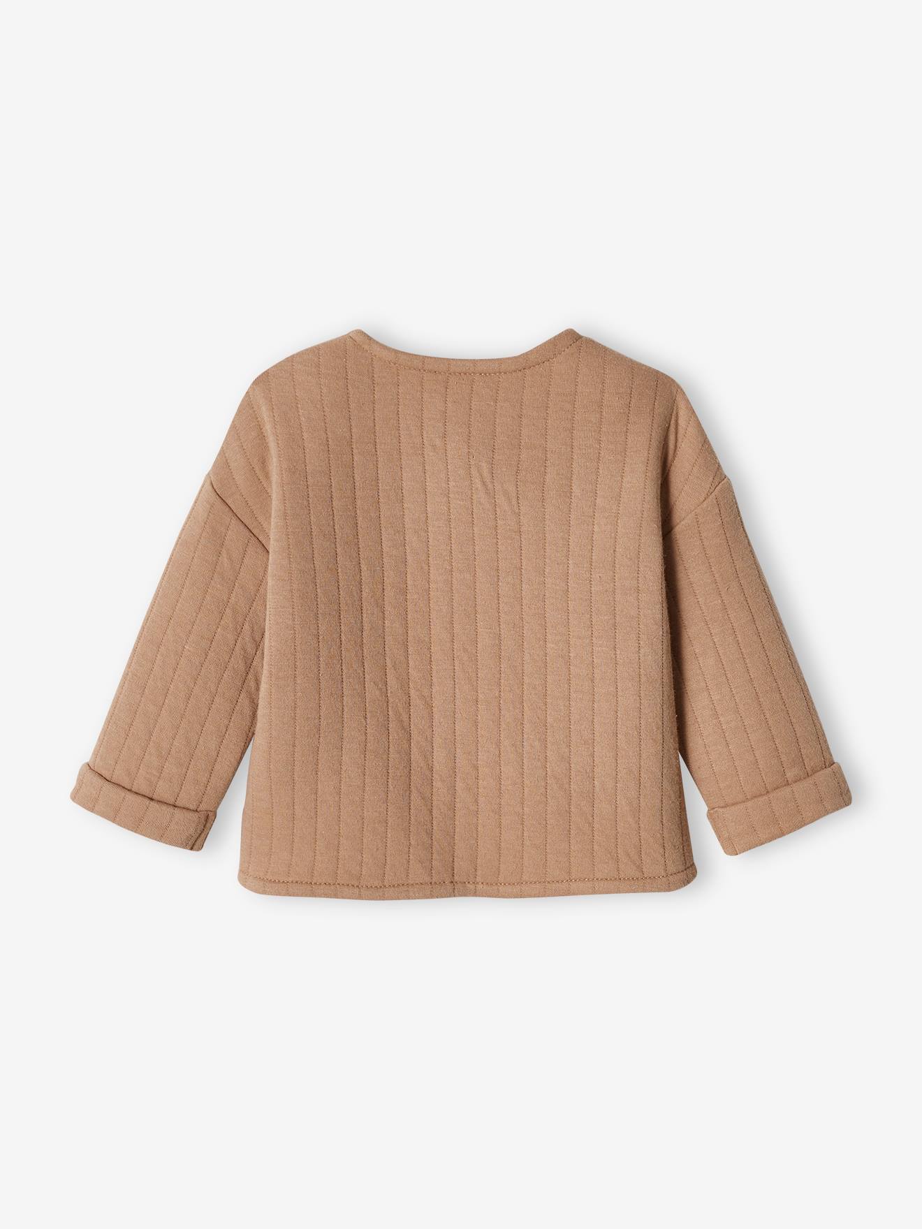 Cardigan naissance bébé poches en gaze de coton cappuccino