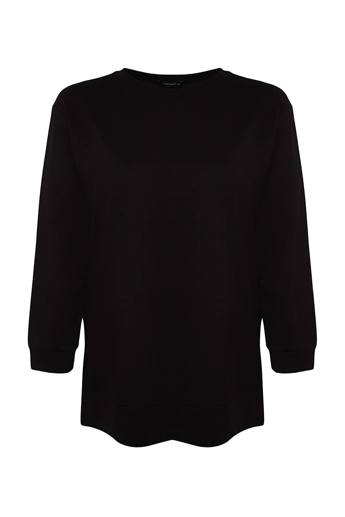 Trendyol Curve  Schwarzes, dünnes, detailliertes Strick-Sweatshirt mit Schlitz TBSSS22SW0173