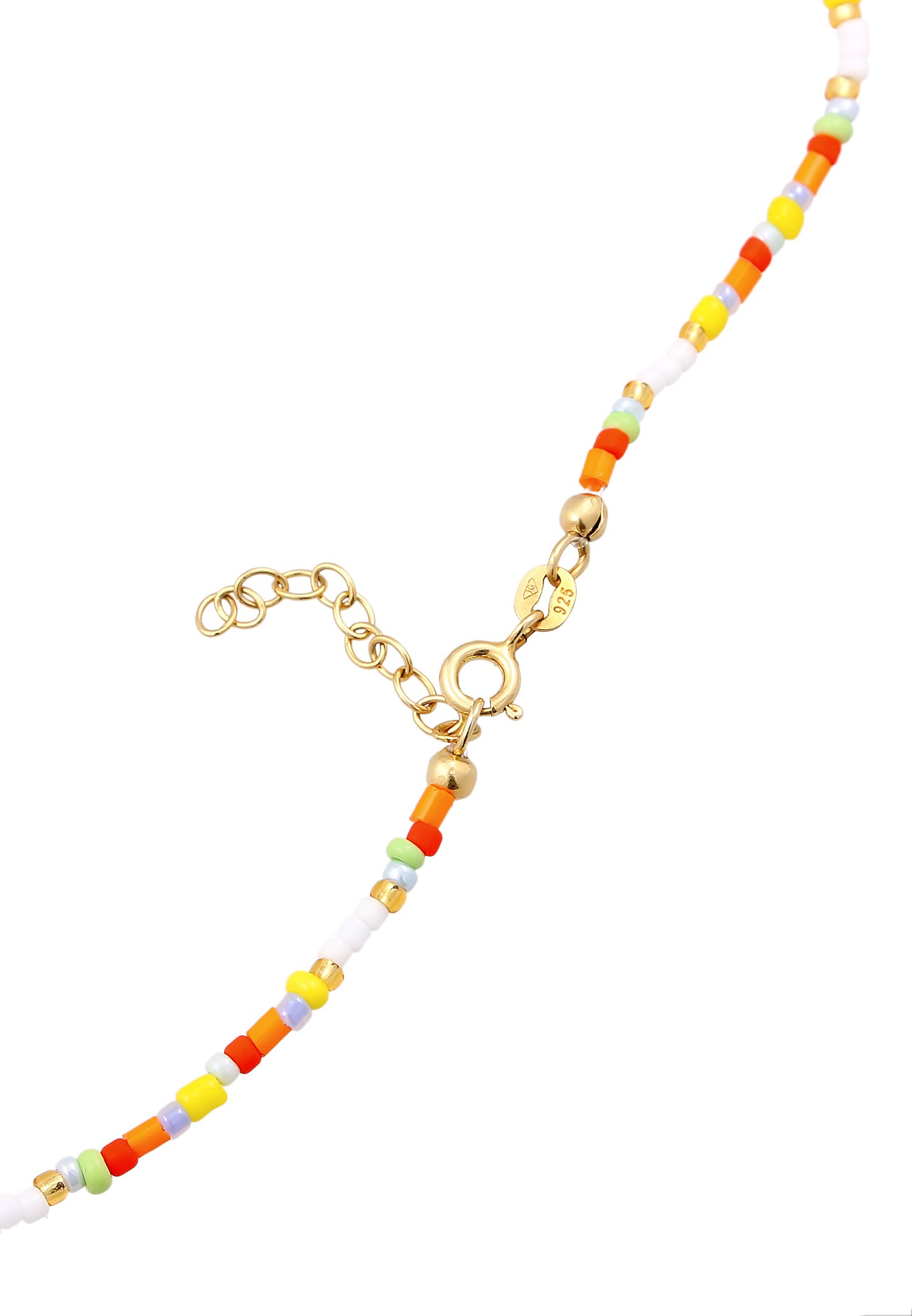 Collana girocollo da donna Elli con ciondolo Peace, perline boho in argento sterling 925 placcato oro