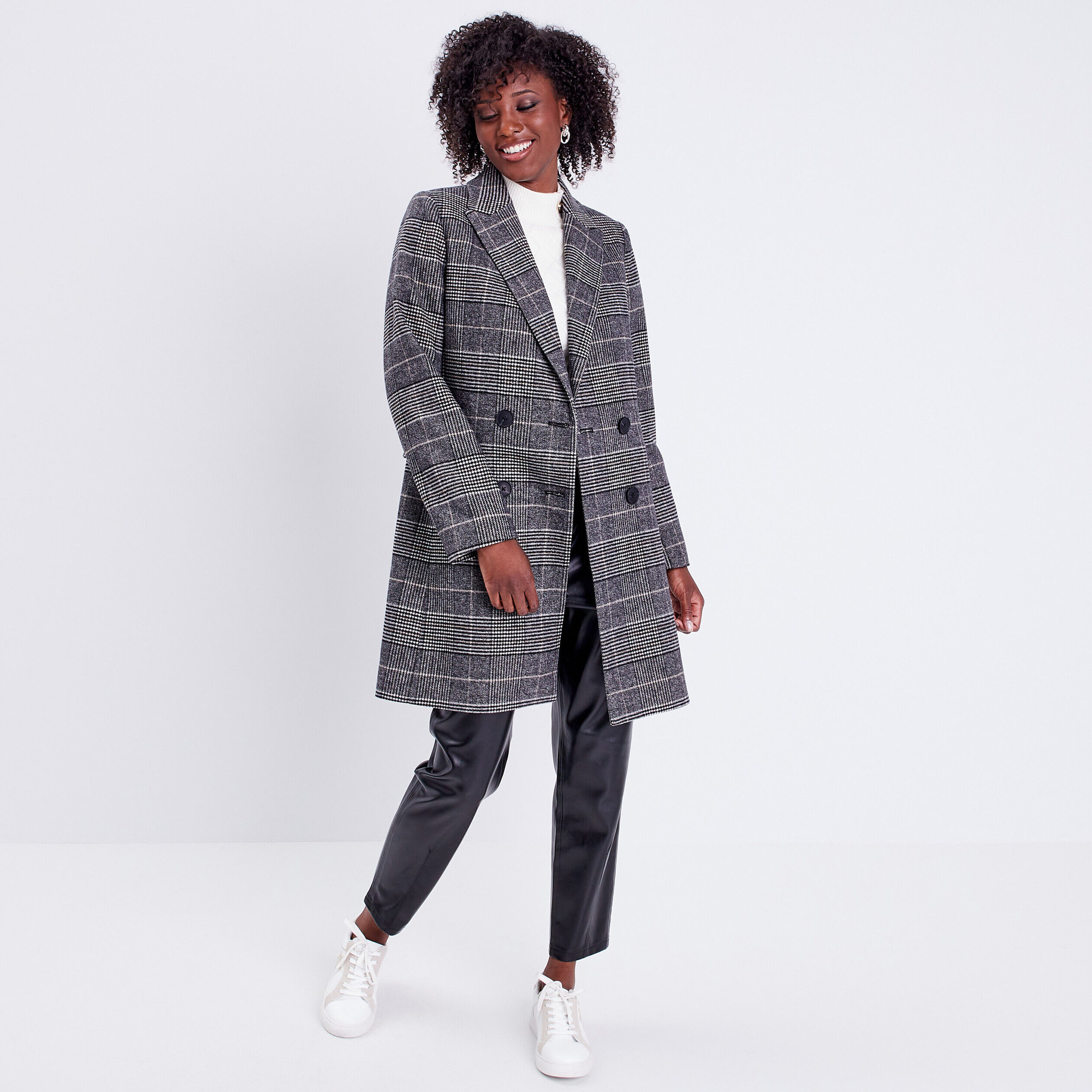 Pantalon carotte enduit noir femme | Cache Cache