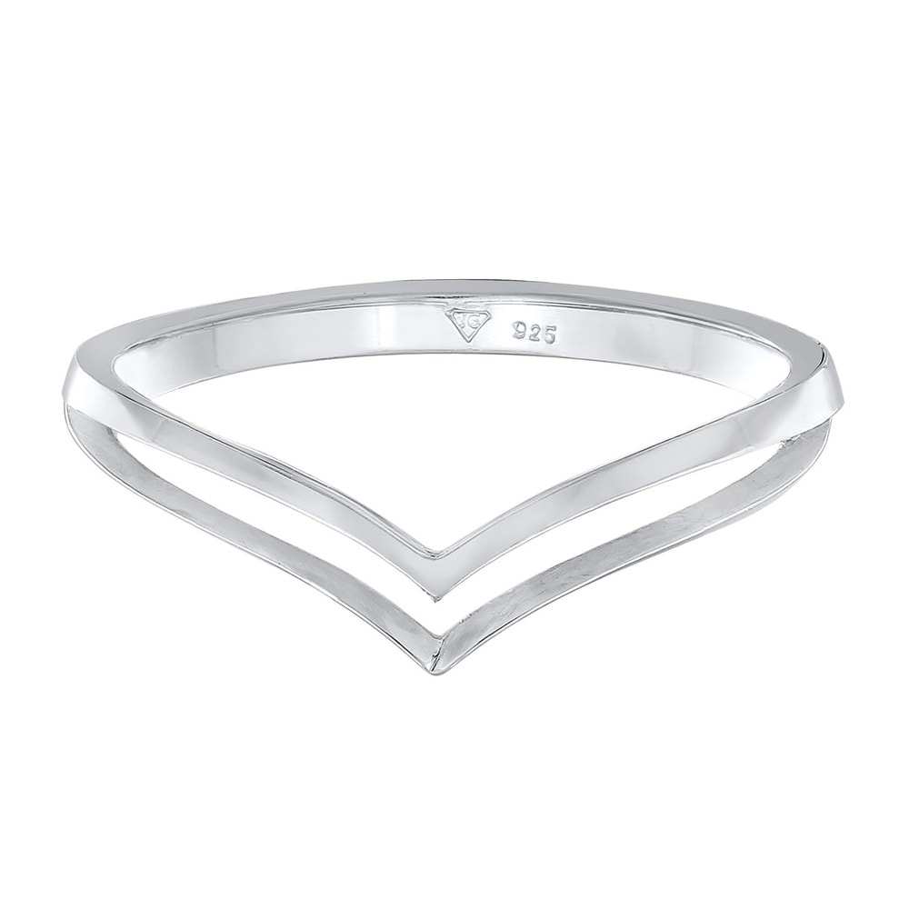 Elli Elli Bague Femmes pile en forme de V géo basique tendance en argent sterling 925 Bague