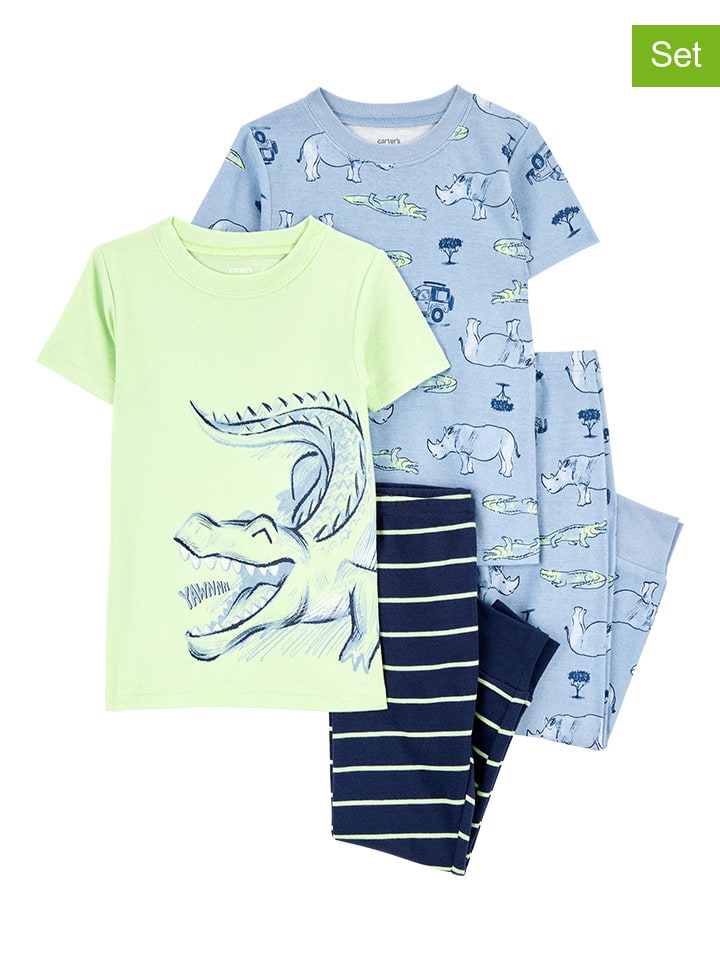 carter's 2er-Set: Pyjamas in Grün/ Dunkelblau/ Hellblau günstig kaufen